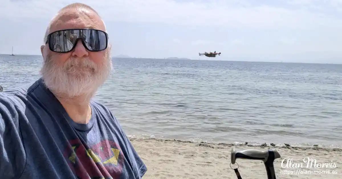 Alan Morris at the beach during an air show in Los Alcazares.