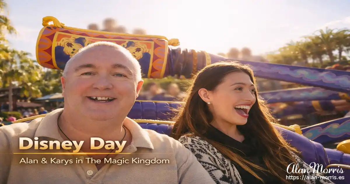 Alan &amp; Karys on the Alladin Ride in Disney World.
