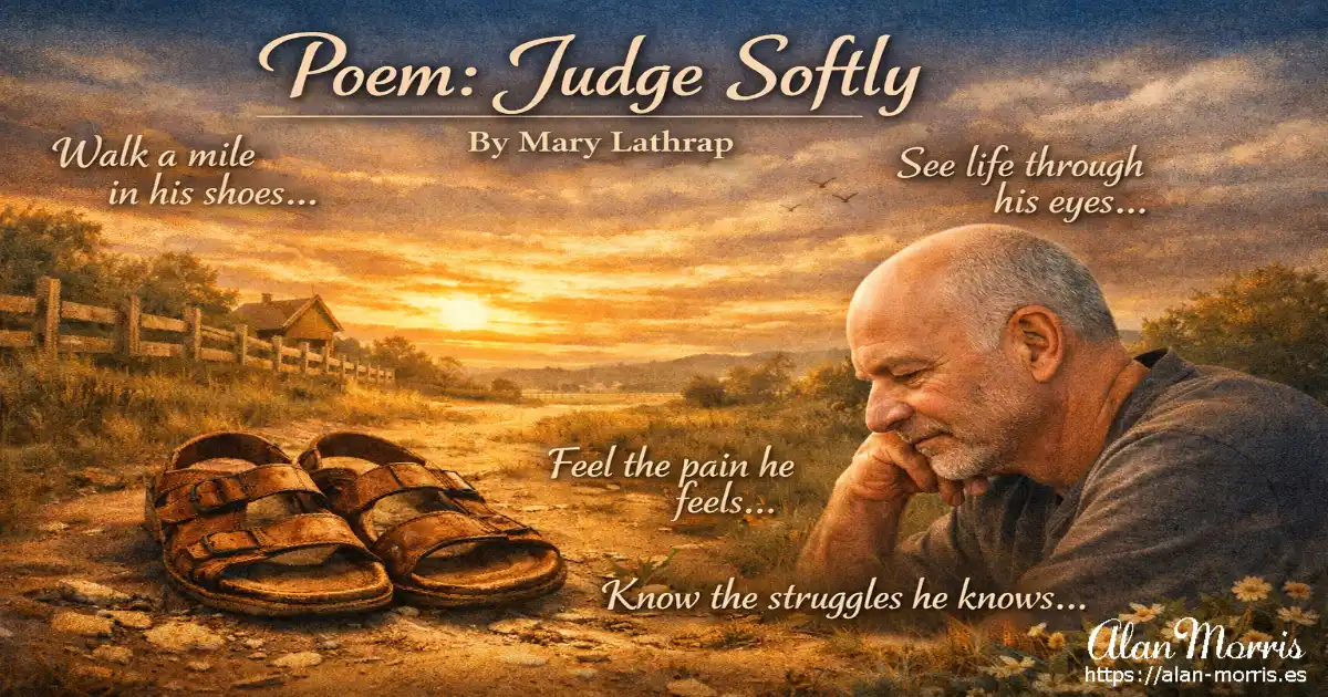 Older person reflecting beside worn sandals at sunset.
