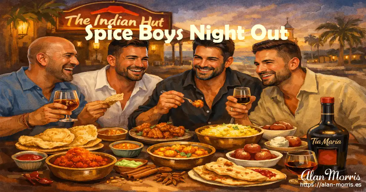 Friends sharing Indian dishes and drinks.