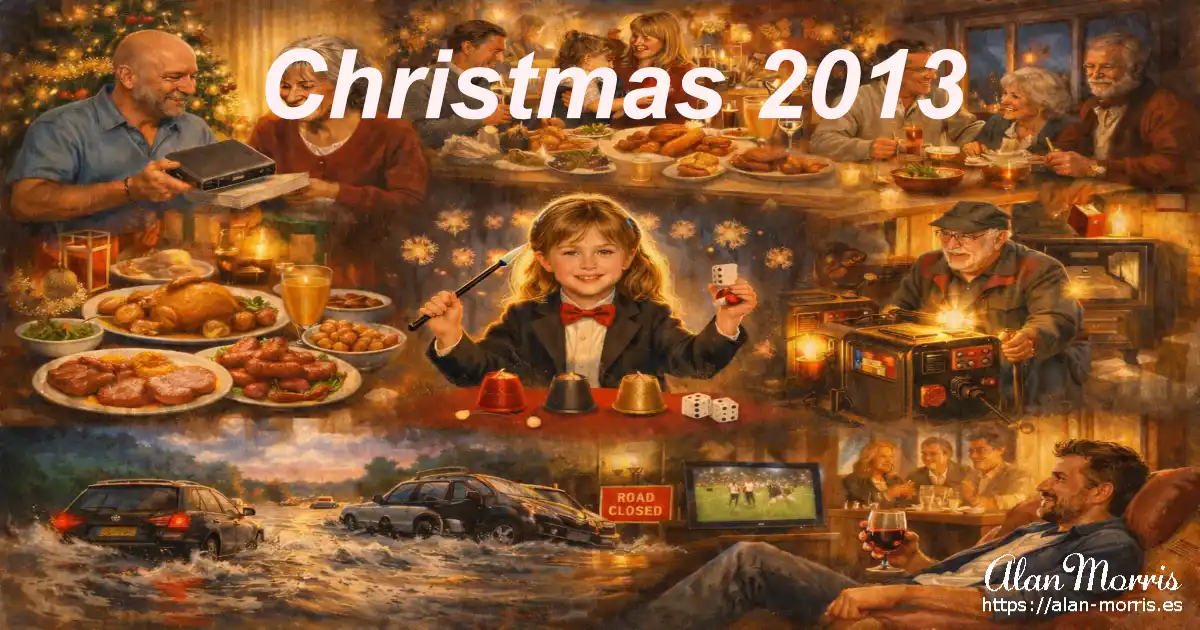 Multiple family Christmas scenes forming a collage