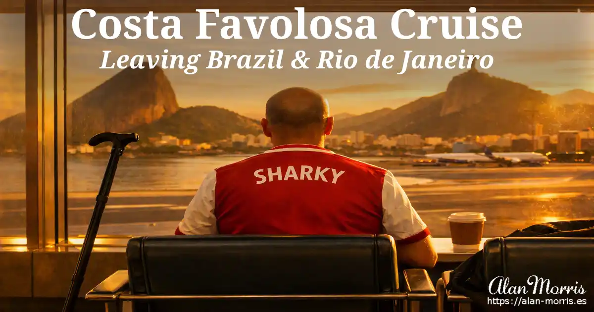 Alan Morris in Rio de Janeiro airport, looking at Rio’s skyline.
