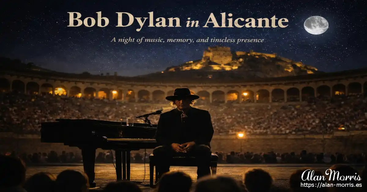 Bob Dylan sat a piano at an Alicante concert.