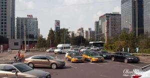 Traffic on a roundabout in Beijing. Traffic on a roundabout in Beijing.
