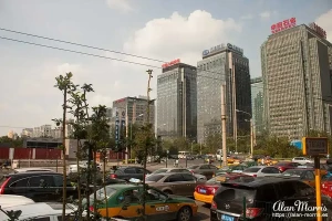 Heavy traffic, tower blocks in Beijing Heavy traffic, tower blocks in Beijing