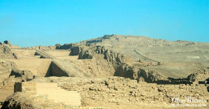 The ramp going to the pyramid at Pachacamac complex. The ramp going to the pyramid at Pachacamac complex.